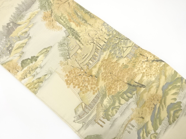 アンティーク　明綴れ　唐風景模様織り出し袋帯（材料）